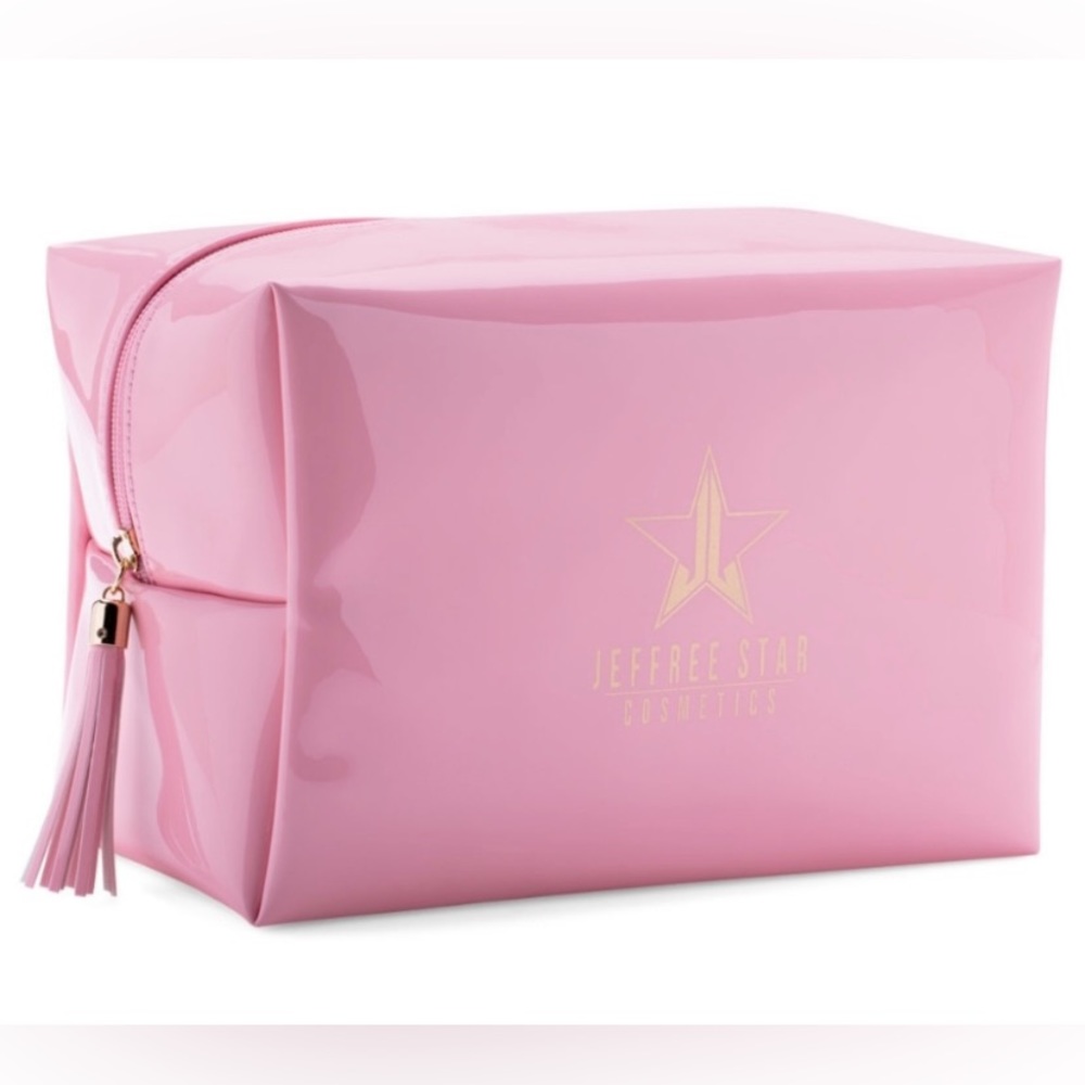 New very rare discontinued Jeffree Star Cosmetics large pink velour makeup bag